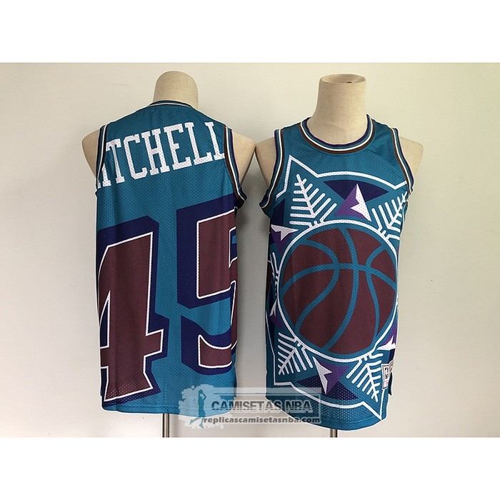 Camiseta Utah Jazz Donovan Mitchell NO 45 Mitchell & Ness Big Face Azul